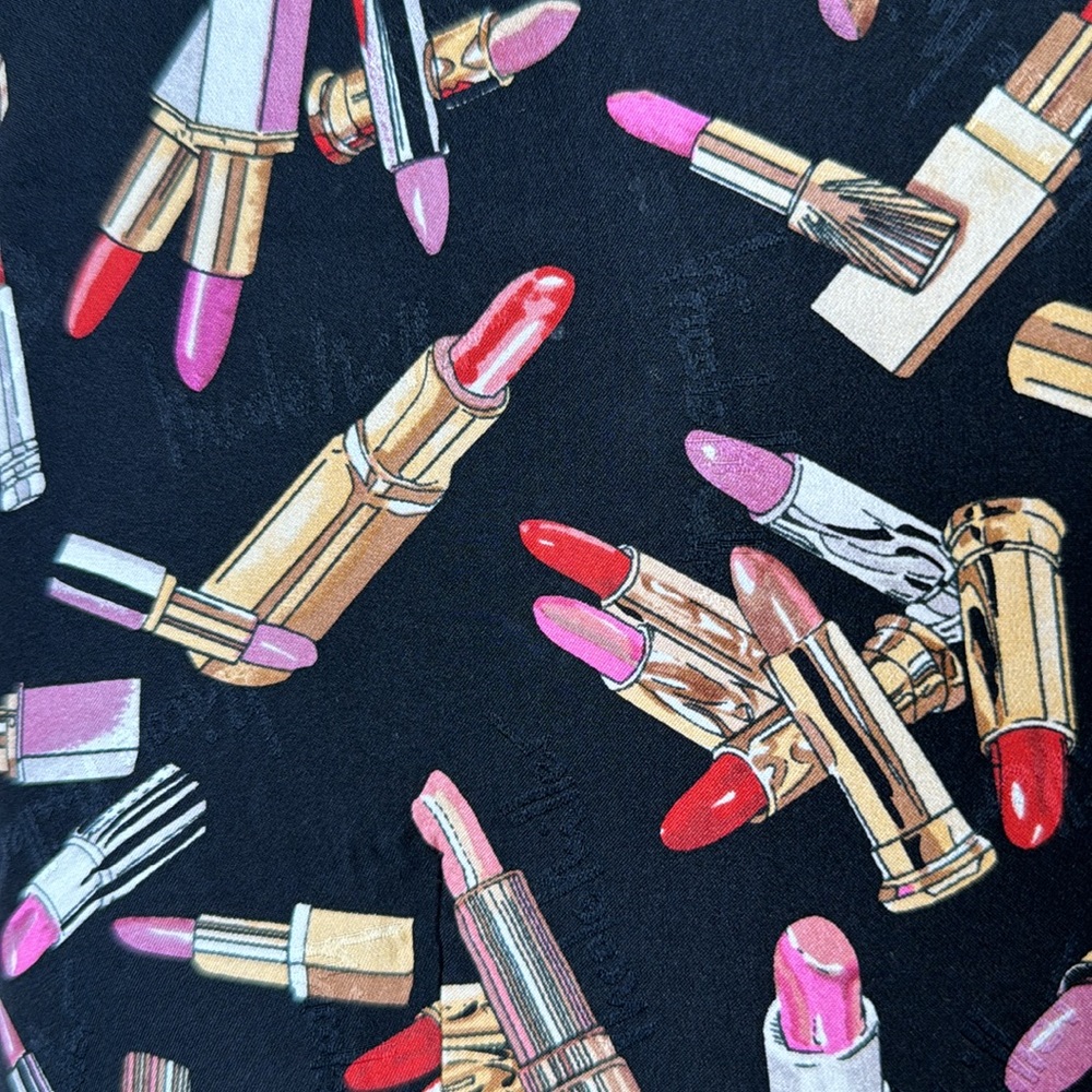 Nicole Miller Bright Lipstick Print Vest Glam Y2K Novelty Pop Art - Picture 3 of 4